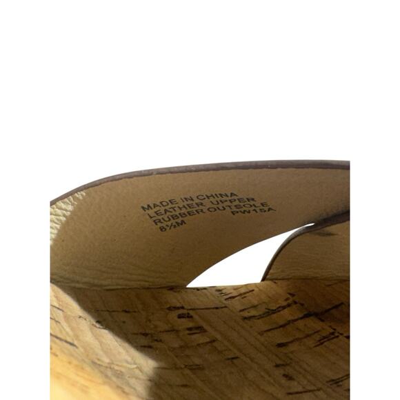 Michael Kors Walnut Natalia 8.5 Leather Platform Sandal Brown Cork 4.5 Inch Heel - Picture 5 of 10